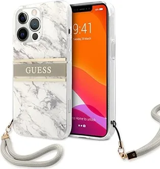 Guess Hard Cover Marble Stripe with Strap для Apple iPhone 13 Pro Max Gray