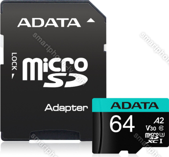 ADATA Premier Pro R100/W80 microSDXC 64GB Kit, UHS-I U3, A2, Class 10