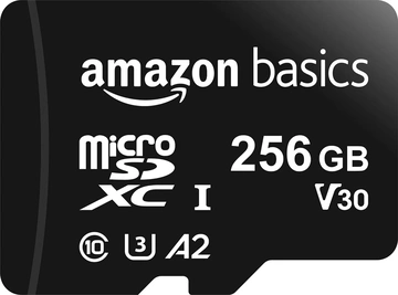 AmazonBasics Normal Speed R100/W90 microSDXC 256GB Kit, UHS-I U3, A2, Class 10