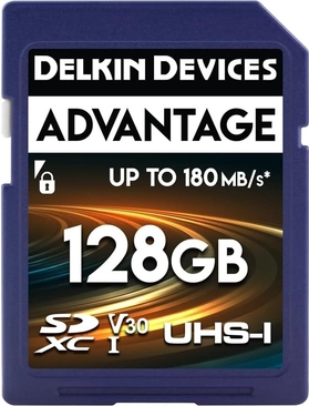 Delkin Advantage R180/W160 SDXC 128GB, UHS-I U3, Class 10