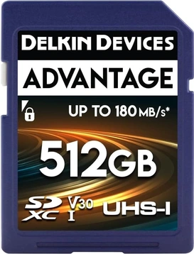 Delkin Advantage R180/W160 SDXC 512GB, UHS-I U3, Class 10