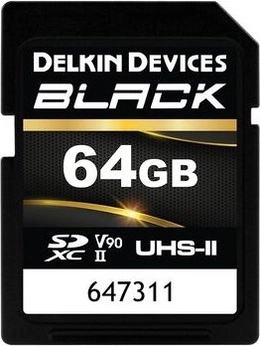 Delkin Black R300/W250 SDXC 64GB, UHS-II U3, Class 10
