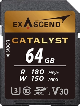 Exascend Catalyst R180/W150 SDXC 64GB, UHS-I U3, Class 10