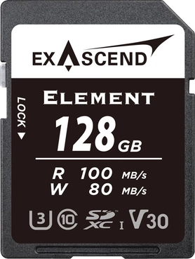 Exascend Element R100/W80 SDXC 128GB, UHS-I U3, Class 10
