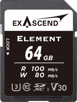 Exascend Element R100/W80 SDXC 64GB, UHS-I U3, Class 10