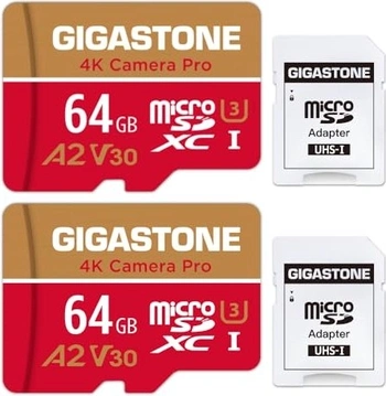 Gigastone 4K Camera Pro R95/W35 microSDXC 64GB Kit, UHS-I U3, A2, Class 10, 2er-Pack