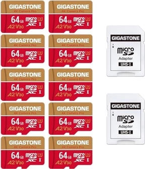 Gigastone 4K Camera Pro R95/W35 microSDXC 64GB Kit, UHS-I U3, A2, Class 10, 10er-Pack