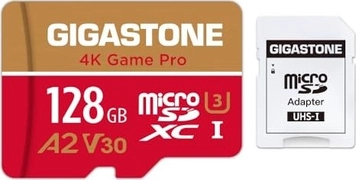 Gigastone 4K Game Pro R120/W80 microSDXC 128GB Kit, UHS-I U3, A2, Class 10