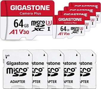 Gigastone Camera Plus R95/W35 microSDXC 64GB Kit, UHS-I U1, A1, Class 10, 5er-Pack