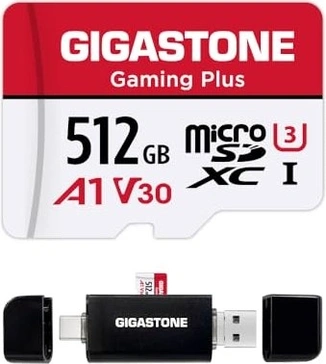Gigastone Gaming Plus R100/W60 microSDXC 512GB Kit, UHS-I U3, A1, Class 10