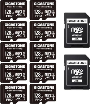 Gigastone Video Recording R85/W20 microSDXC 128GB Kit, UHS-I U3, A1, Class 10, 10er-Pack