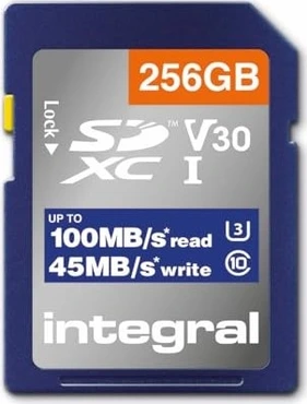 Integral High Speed R100/W45 SDXC 256GB, UHS-I U3, Class 10