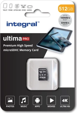 Integral Premium High Speed R100/W50 microSDXC 512GB, UHS-I U3, A1, Class 10