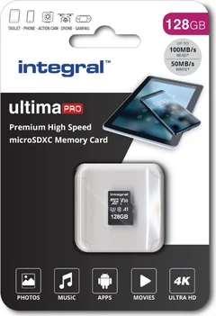 Integral Premium High Speed R100/W50 microSDXC 128GB, UHS-I U3, A1, Class 10