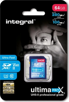 Integral UltimaPro X3 R280/W100 SDXC 64GB, UHS-II U3, Class 10