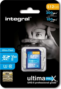 Integral UltimaPro X3 R300/W150 SDXC 512GB, UHS-II U3, Class 10