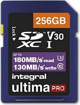 Integral ultima PRO R180/W130 SDXC 256GB, UHS-I U3, Class 10