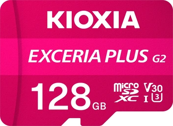 KIOXIA EXCERIA PLUS G2 R100/W65 microSDXC 128GB Kit, UHS-I U3, A1, Class 10