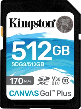Kingston Canvas Go! Plus R170/W90 SDXC 512GB, UHS-I U3, Class 10