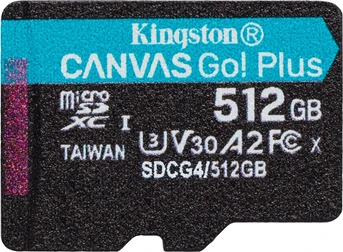 Kingston Canvas Go! Plus Gen4 R200/W160 microSDXC 512GB, UHS-I U3, A2, Class 10