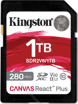 Kingston Canvas React Plus V60 R280/W150 SDXC 1TB, UHS-II U3, Class 10