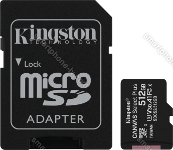 Kingston Canvas Select Plus R100/W85 microSDXC 512GB Kit, UHS-I U3, A1, Class 10