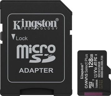 Kingston Canvas Select Plus Gen3 R150 microSDXC 128GB Kit, UHS-I U1, A1, Class 10