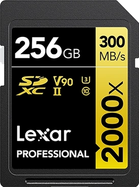 Lexar Professional 2000x Gold Series R300/W260 SDXC 256GB, UHS-II U3, Class 10