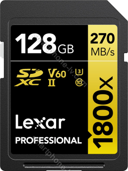 Lexar Professional 1800x Gold Series R270/W180 SDXC 128GB, UHS-II U3, Class 10
