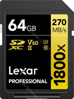 Lexar Professional 1800x Gold Series R270/W180 SDXC 64GB, UHS-II U3, Class 10