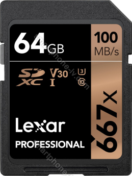 Lexar Professional 667x R100/W90 SDXC 64GB, UHS-I U3, Class 10