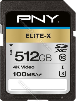 PNY Elite-X R100 SDXC 512GB, UHS-I U3, Class 10