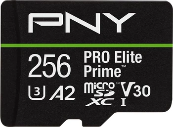 PNY Pro Elite Prime R200/W150 microSDXC 256GB Kit, UHS-I U3, A2, Class 10