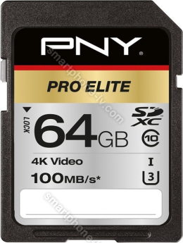 PNY Pro Elite R100/W90 SDXC 64GB, UHS-I U3, Class 10