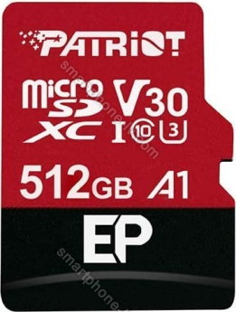 Patriot EP R90/W80 microSDXC 512GB Kit, UHS-I U3, A1, Class 10