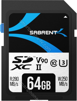 Sabrent Rocket V90 R280/W250 SDXC 64GB, UHS-II U3, Class 10