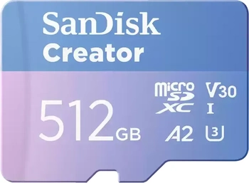 SanDisk Creator R190/W130 microSDXC 512GB Kit, UHS-I U3, A2, Class 10