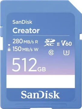 SanDisk Creator R280/W150 SDXC 512GB, UHS-II U3, Class 10