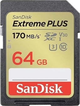 SanDisk Extreme PLUS R170/W80 SDXC 64GB, UHS-I U3, Class 10
