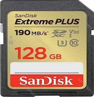 SanDisk Extreme PLUS R190/W90 SDXC 128GB, UHS-I U3, Class 10
