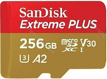 SanDisk Extreme PLUS R200/W140 microSDXC 256GB Kit, UHS-I U3, A2, Class 10