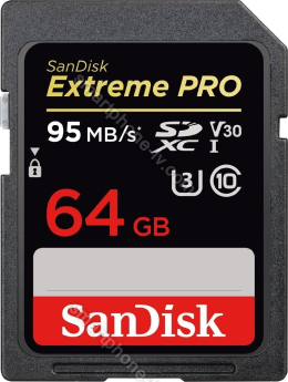 SanDisk Extreme PRO R95/W90 SDXC 64GB, UHS-I U3, Class 10