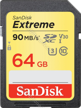 SanDisk Extreme R90/W40 SDXC 64GB, UHS-I U3, Class 10