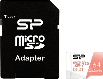 Silicon Power Superior R100/W80 microSDXC 64GB Kit, UHS-I U3, A1, Class 10