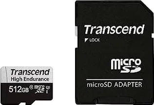 Transcend High Endurance 350V R100/W60 microSDXC 512GB Kit, UHS-I U3, Class 10
