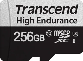 Transcend High Endurance 350V R100/W45 microSDXC 256GB Kit, UHS-I U3, Class 10