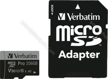 Verbatim Pro U3 R100/W90 microSDXC 256GB Kit, UHS-I U3, A2, Class 10