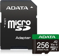 ADATA SPEED PLUS R180/W160 microSDXC 256GB Kit, UHS-I U3, A2, Class 10