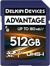 Delkin Advantage R180/W160 SDXC 512GB, UHS-I U3, Class 10