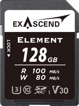 Exascend Element R100/W80 SDXC 128GB, UHS-I U3, Class 10